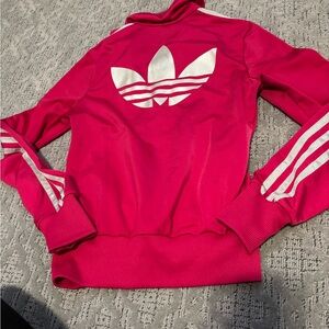 adidas Hot Pink Track Jacket with White Logo